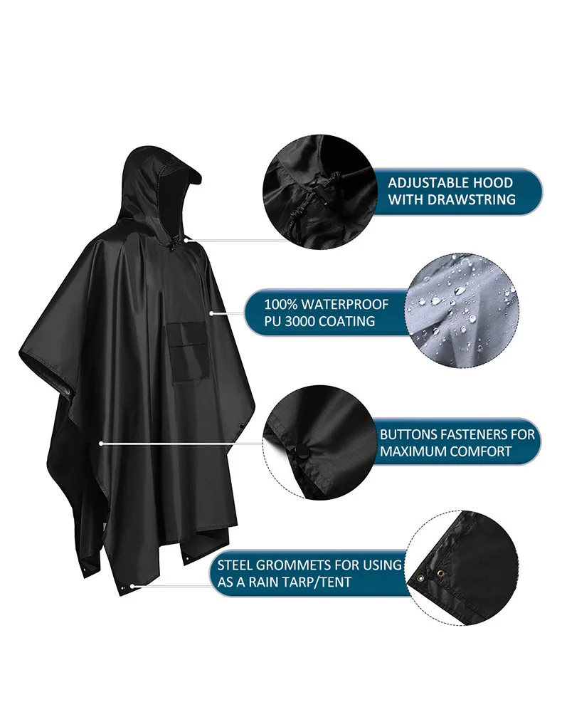 Camping Rain Poncho - 2026 Poncho Impermeable 3 en 1