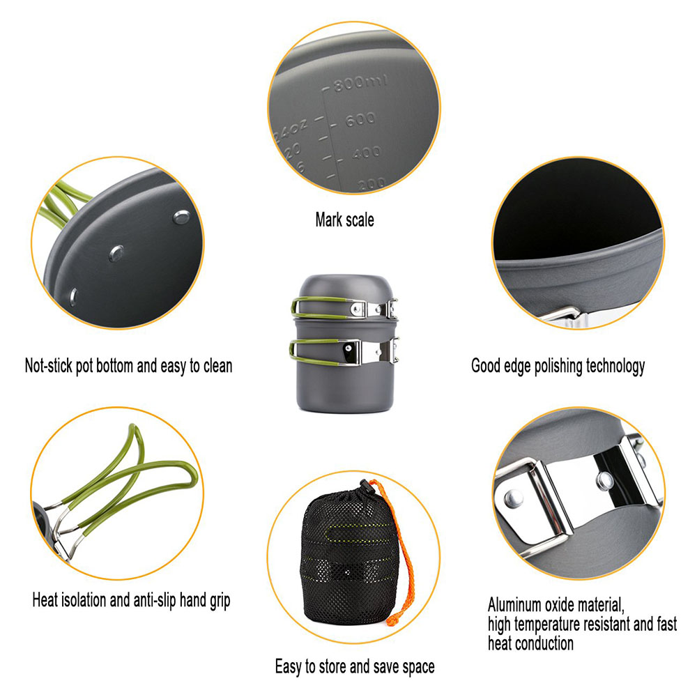 Ollas ultraligeras para acampa - Outdoor Camping Dining Set reseña y precio