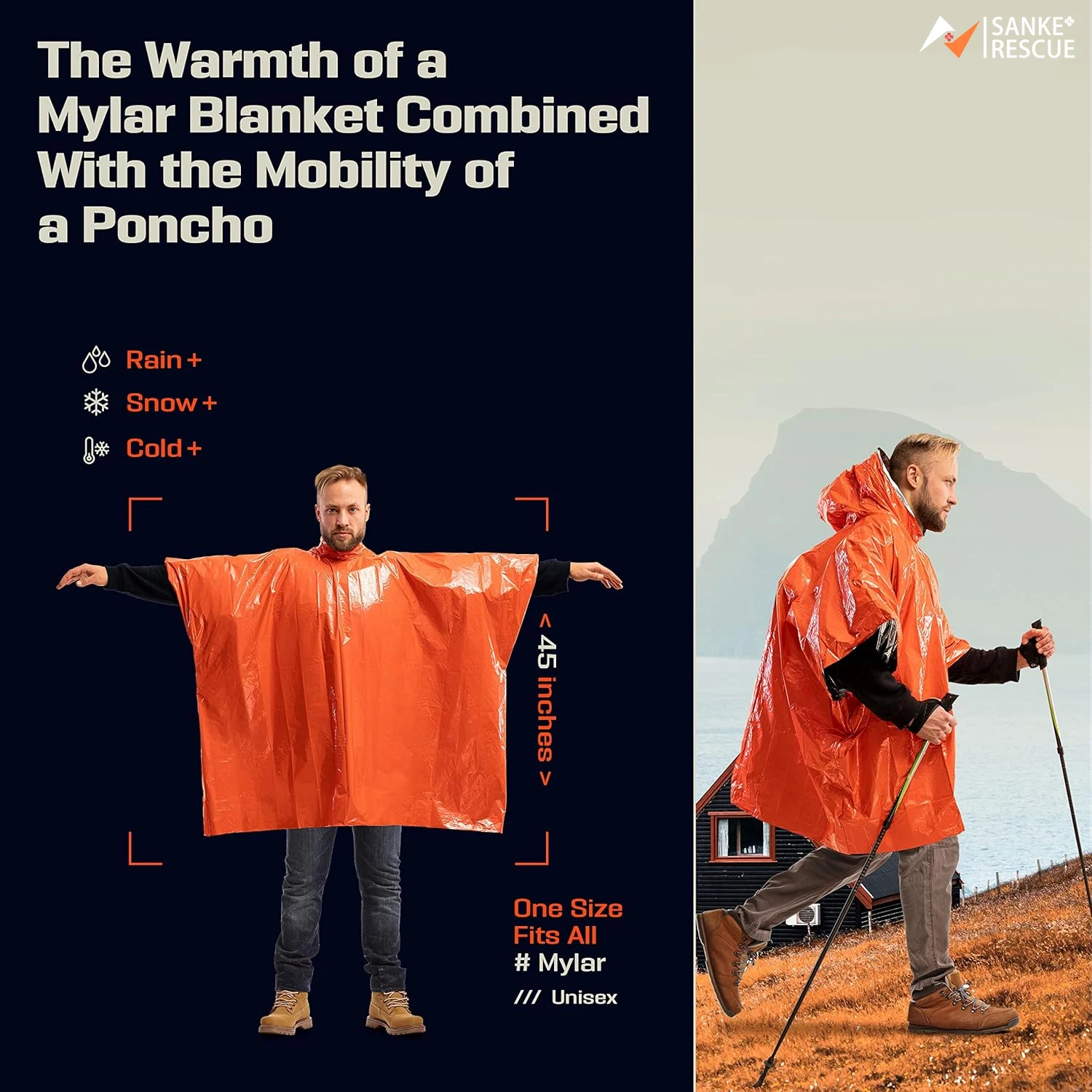 Poncho impermeable de emergenc - Camping Rain Poncho reseña y precio